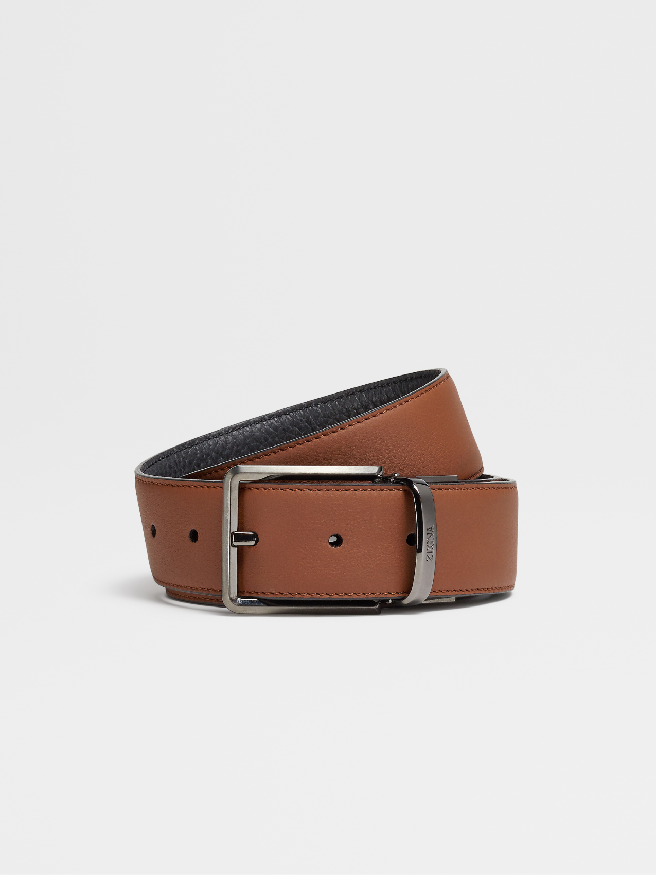 Foliage Leather and Black Deerskin Reversible Belt